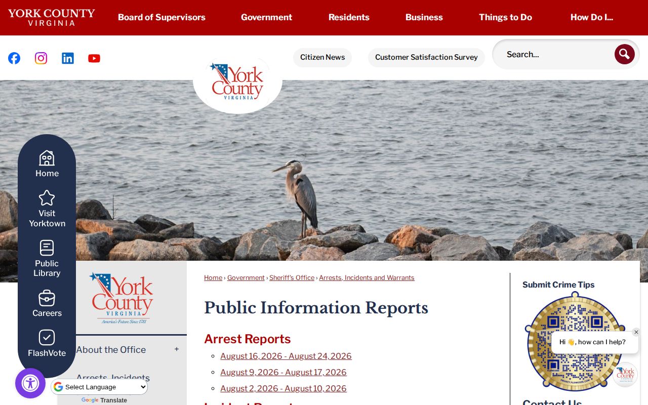 York County YPSO arrest reports index for recent arrest records